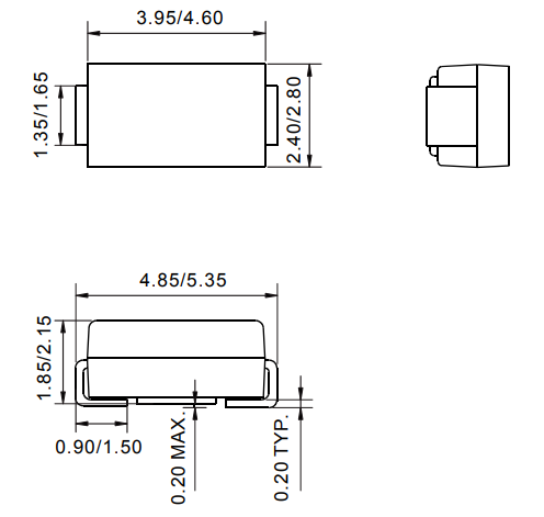 Diode de redresseur de barrière de 1 ampère 40V Schottky 1N5819 en paquet SS14 DO-214AC SMA 4 de SMD