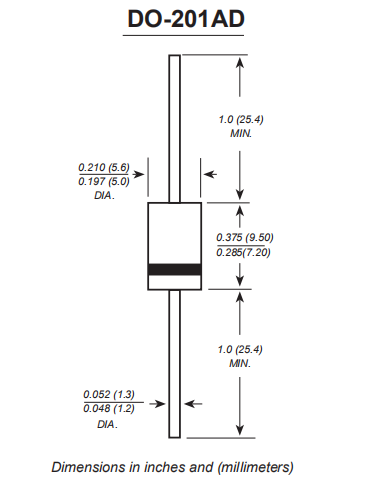 Diode de redresseur de barrière de Schottky SB540 SB560 SB5100 SB5150 SB5B0 0